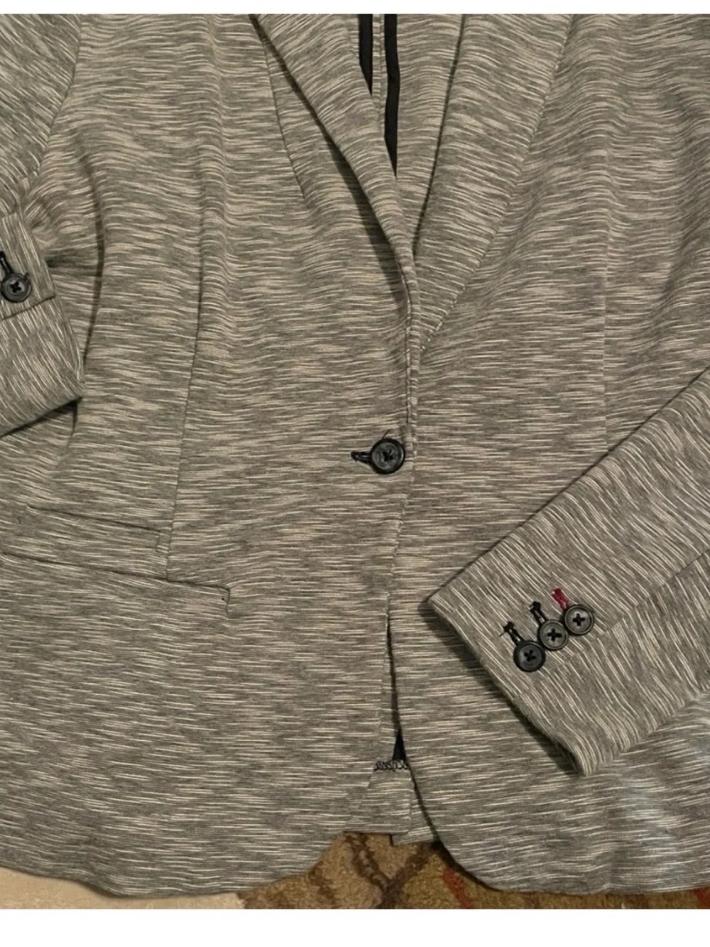 Merona  Gray &  White Single Button Collared notched lapel Blazer  Pockets SZ L